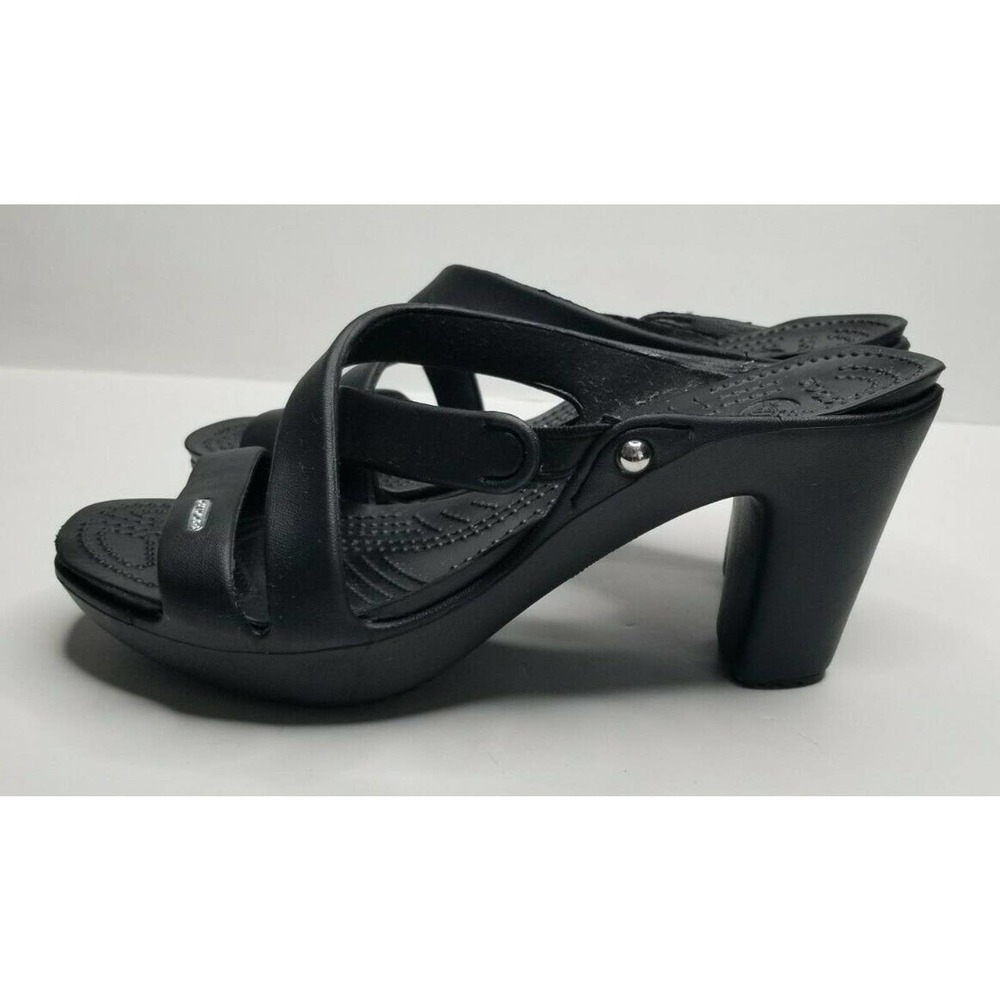 Crocs Cyprus Black High Heels Slip On Sandals